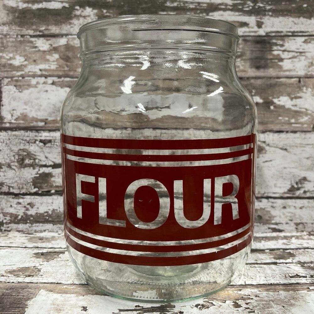 Vintage Owens Illinois Glass Co 1970s Glass Flour Canister Jar *NO LID